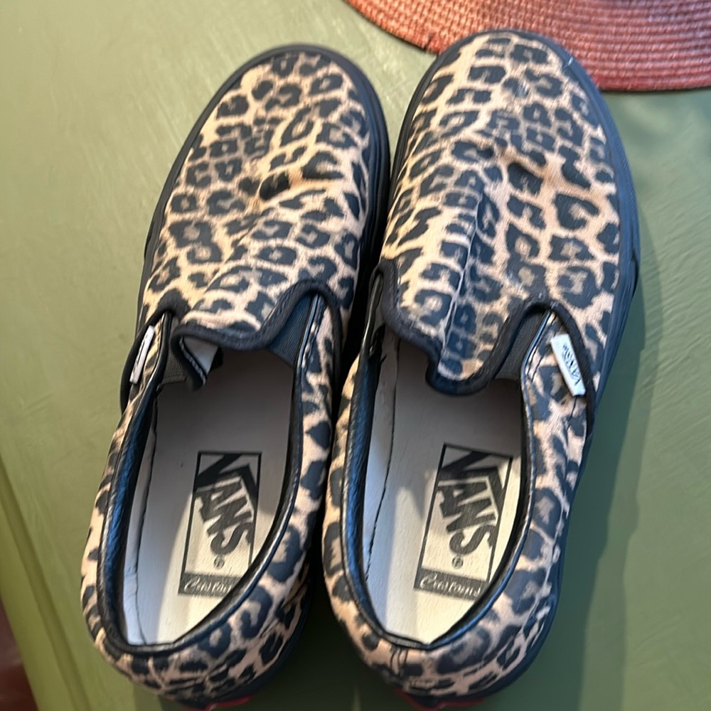 Vans leopard print slip ons